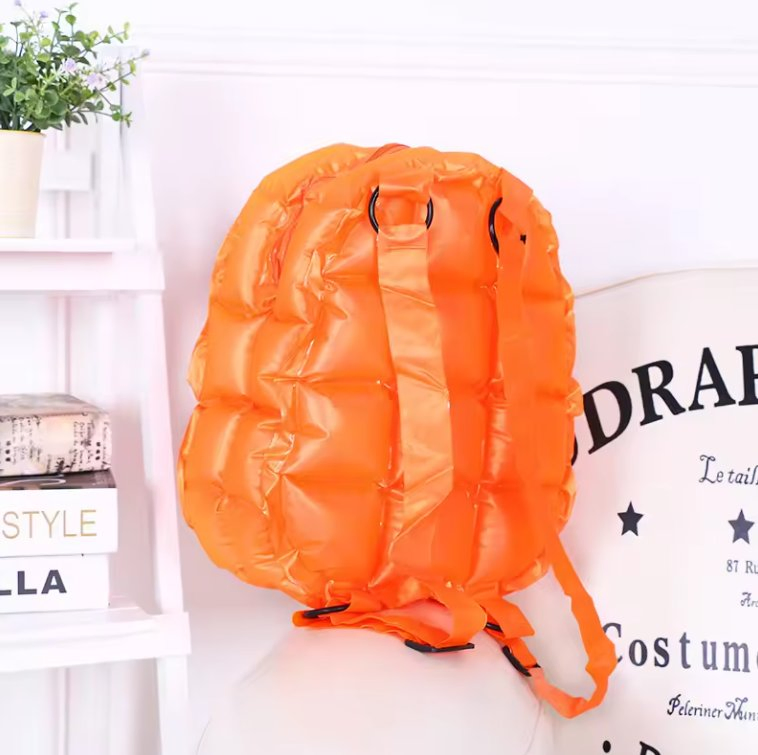Red Color Inflatable PVC Backpack Beach Waterproof Bag