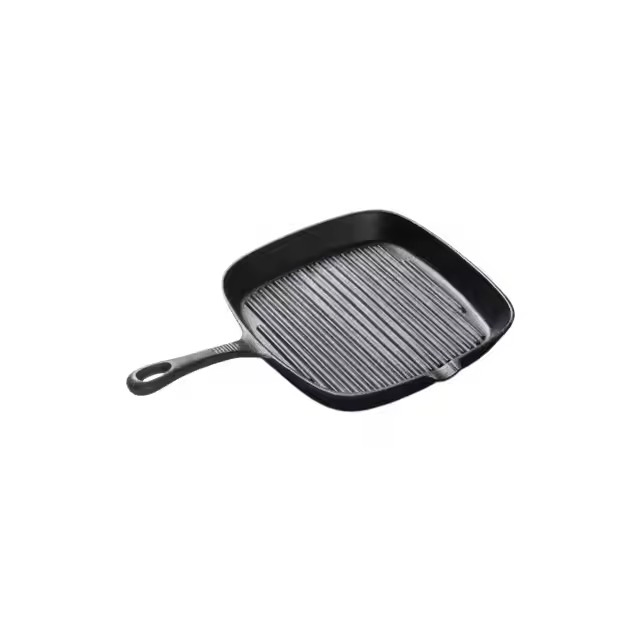 24cm Caliber Square Cast Iron Baking Sheet Thick Striped Frying Pan Professional Non-Stick Pan