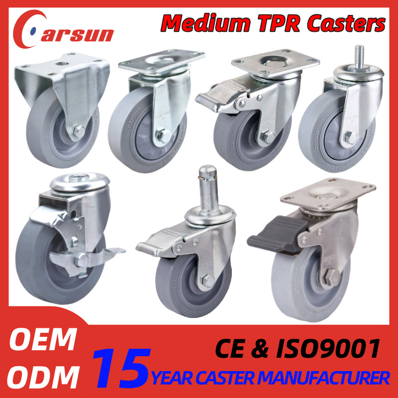 3inch 4inch 5inch 6inch TPR Thermoplastic Rubber Wheels Medium Duty Caster Wheel for Trolley Equipment