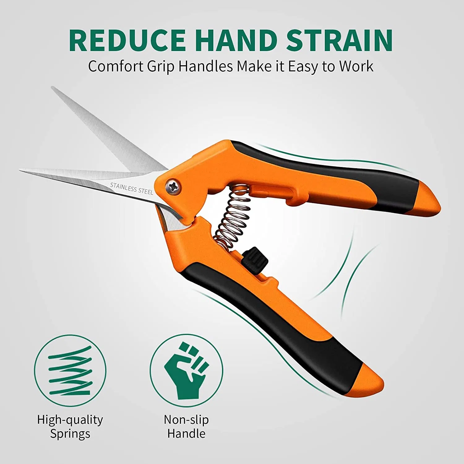 Hydroponic Straight Blade Trimming Pruning Shears Scissors Hydroponic Garden Orange Handle