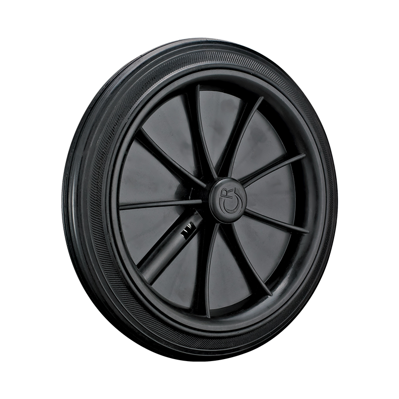190mm Industrial Garbage Bin Wheels with Axle 555mm Stem Trash Bin Single Rubber Wheels