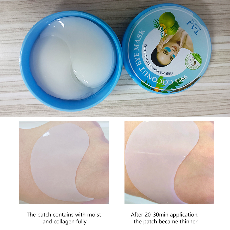 Customize Label Remove Dark Circle 100% Pure Coconut Moisturizing Patch Eye Mask Gel Pads Jelly Eye Patches