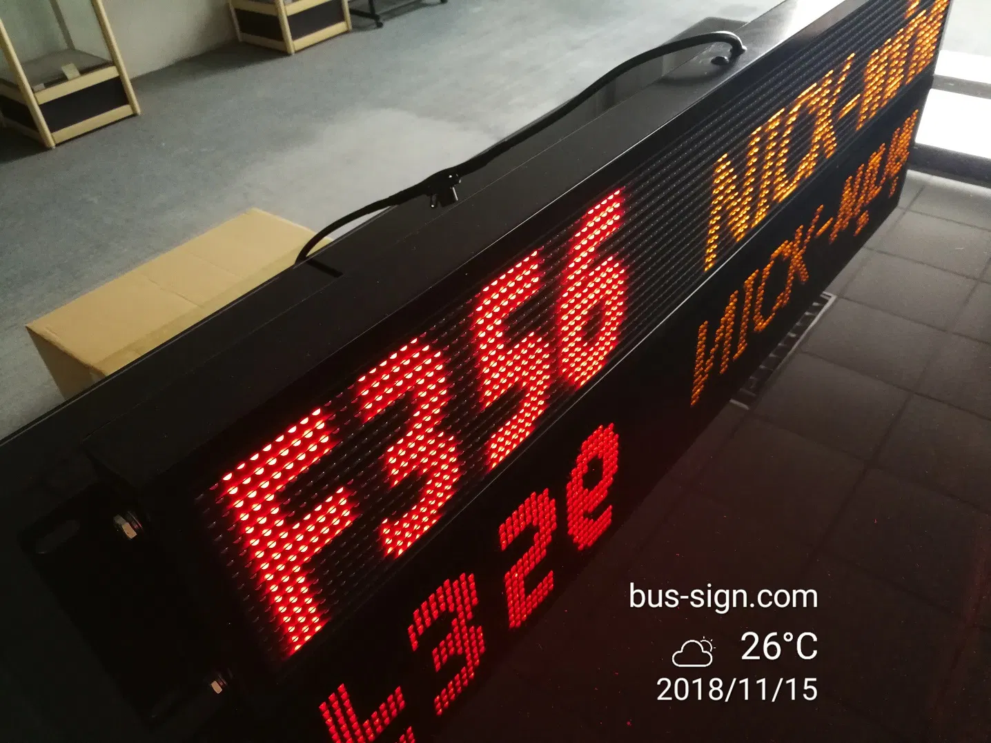 Single Line Dual-Color LED Bus Route Stops Sign with Thai Language