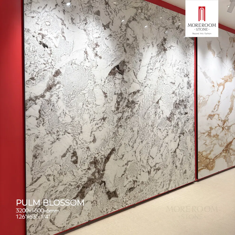 Porcelain Slab Pulm Blossom Marble Effect for Hotel Vanity Top and Sinks