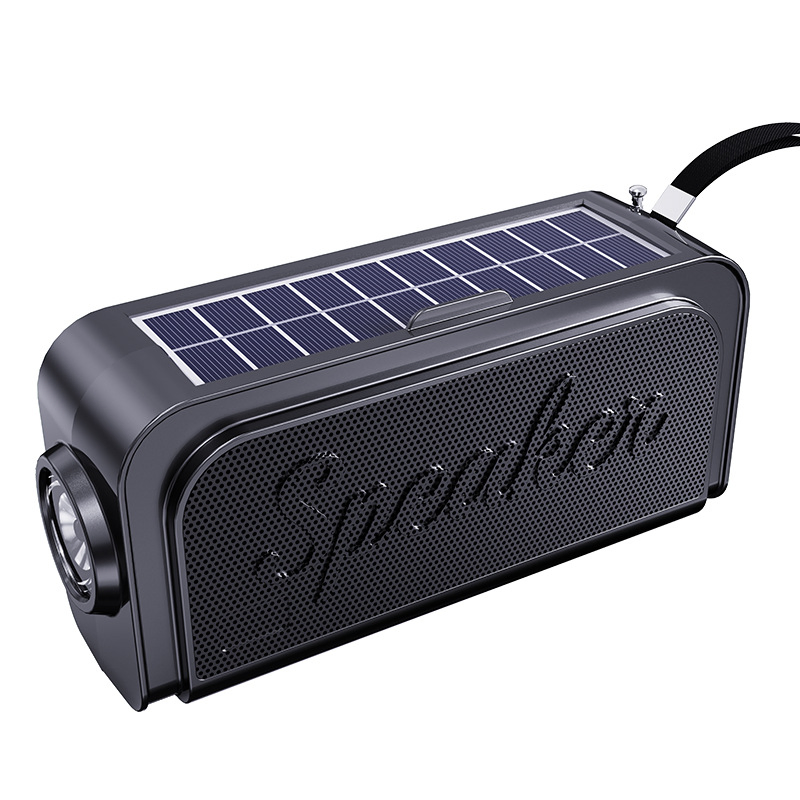 Outdoor Portable Solar LED Flashlight with for Bluetooth Card Slot Small Speaker Convenient Gift