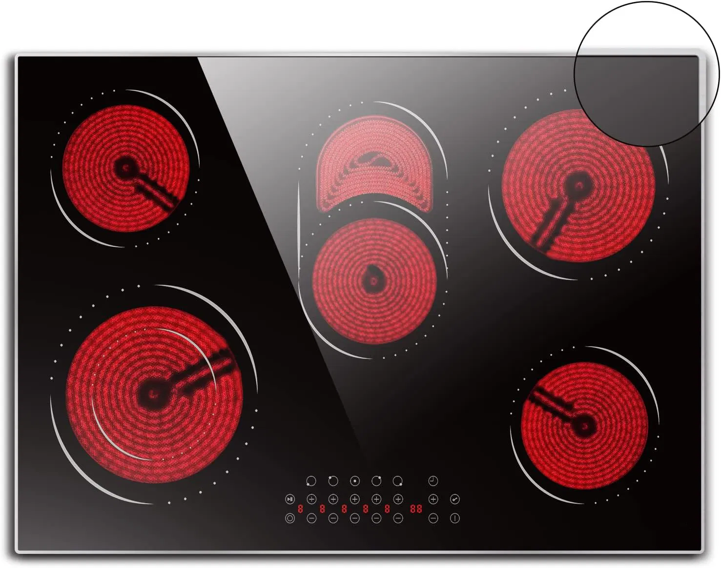 5 Burners Ceramic Hob Built-in Highlight Hob 90cm