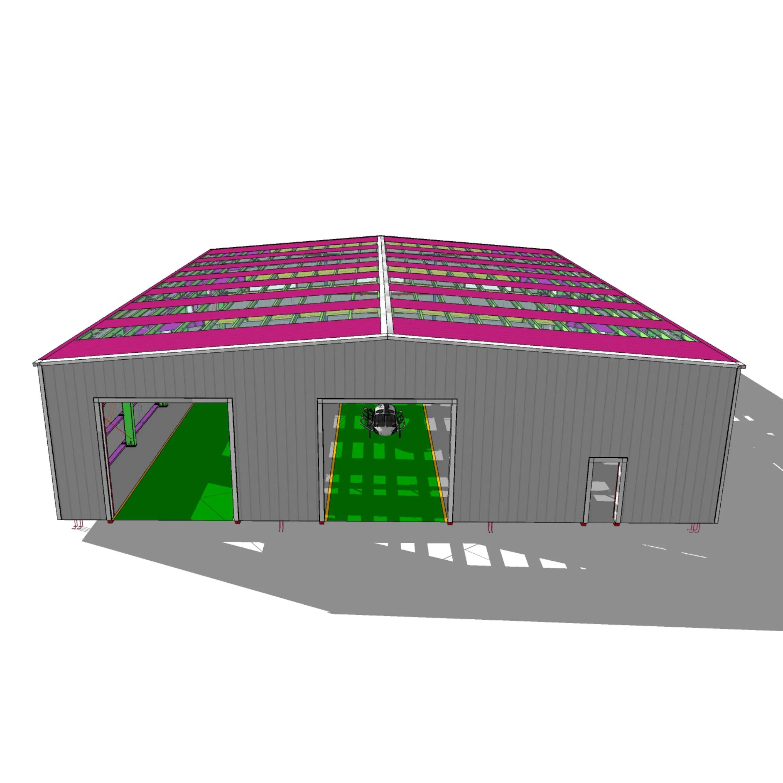 New Design Prefabricated Metal Steel Structure Warehouse Pre-Engineered Light Steel Structure Daylight Aircraft Hangar