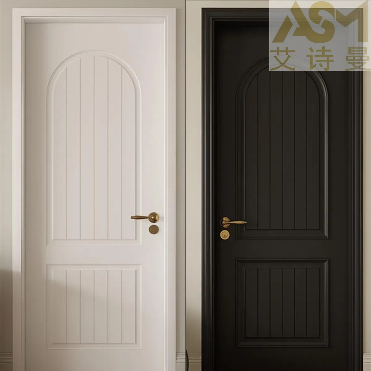 Interior Bedroom Solid Guangdong Main Entry Solid Engineering Arched Exterior Luxury MDF Wholesale Solid Plain Entry Fire Rated Wooden Door White and Red Hidden