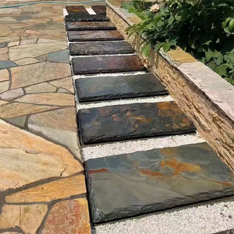 Natural Split Black/Rusty/Grey Flagstone Tiles Crazy Paving Slate Stone Price