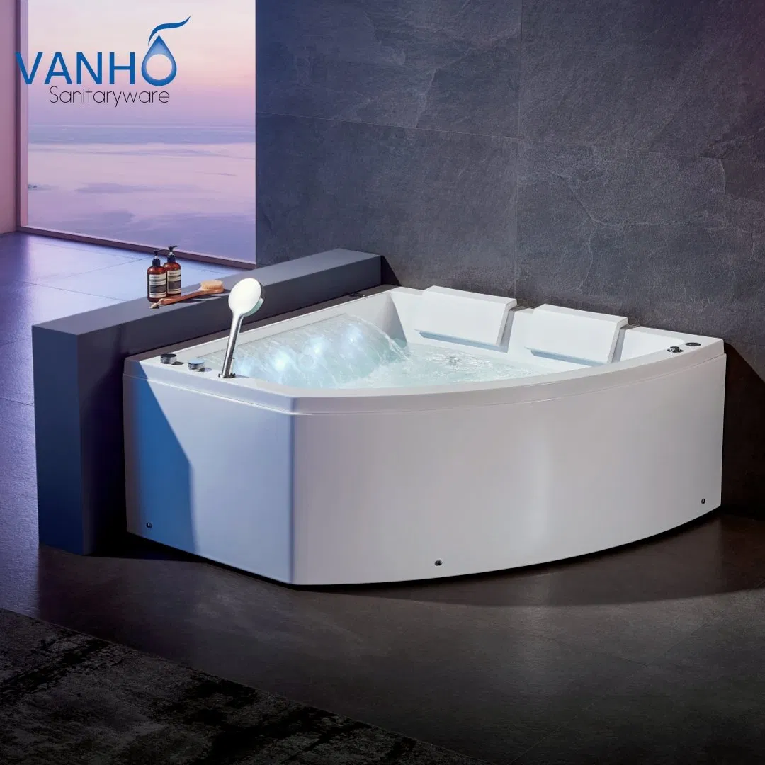 Угловая акриловая ванна с гидромассажем и LED-подсветкой