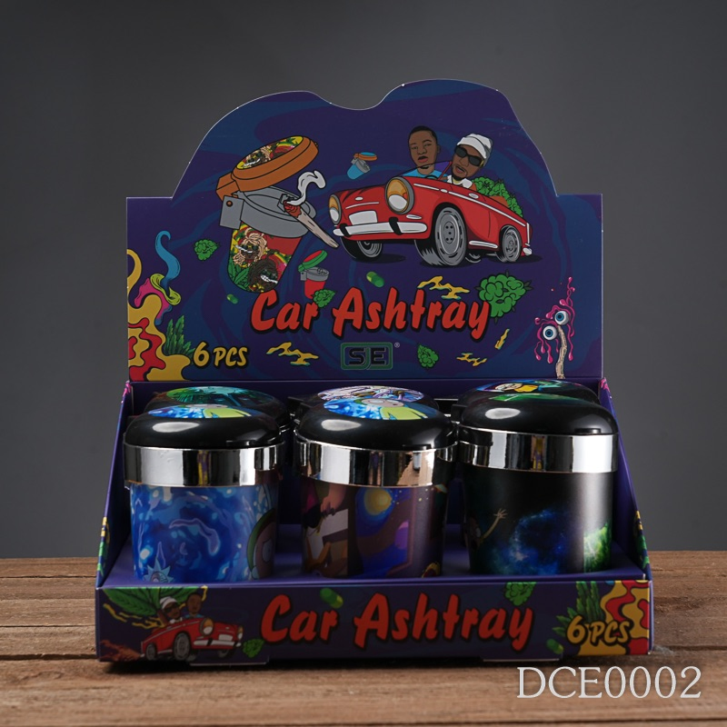 Wholesale Plastic LED Cigarette Car Ashtray with Lid Custom Logo Smoking Ashtrays