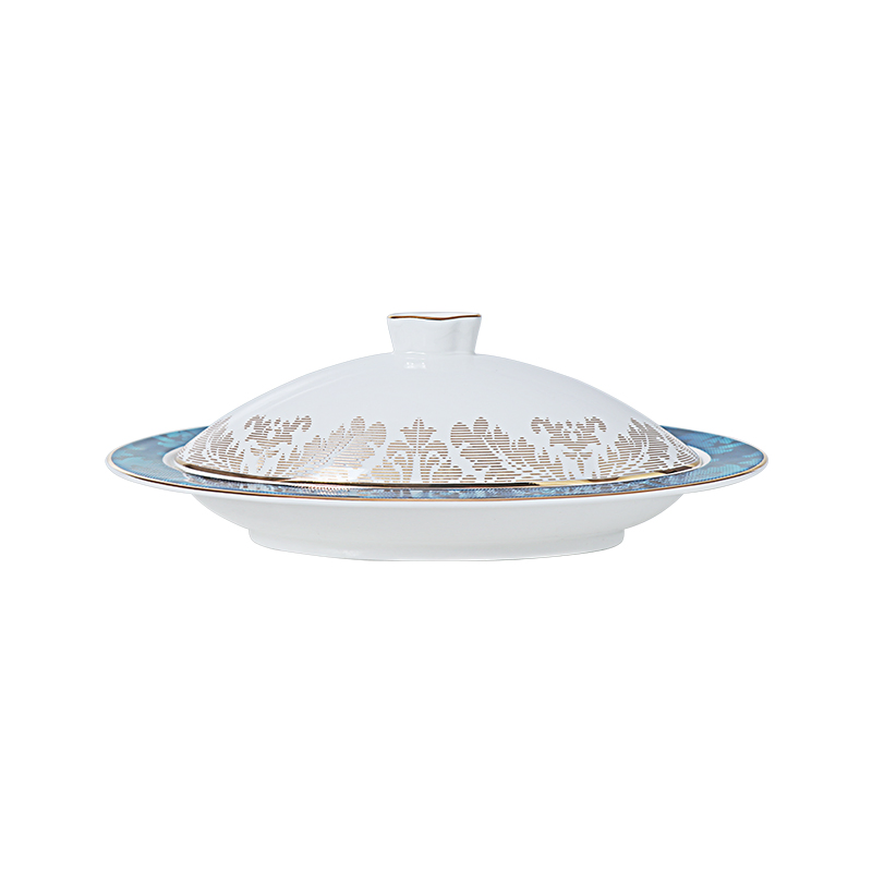 Saucer Bone China Tureen Serving Dishes for Hotel and Restaurant