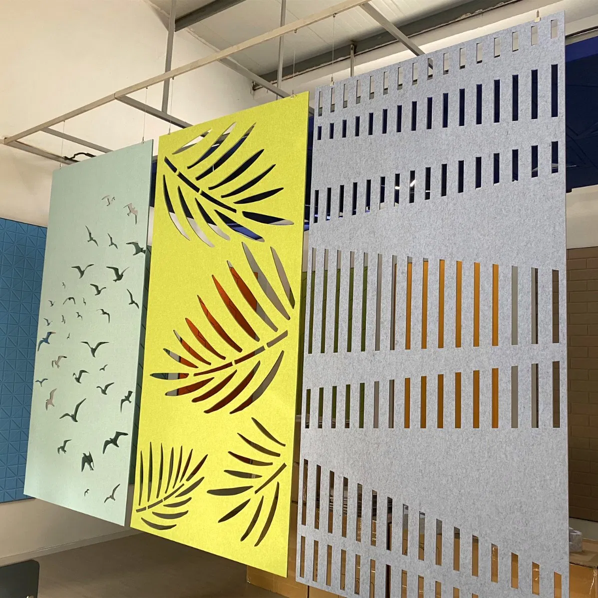 Acoustic Hanging Acoustic Screen Carved Polyester Fiber Soundproofing Wall Panel