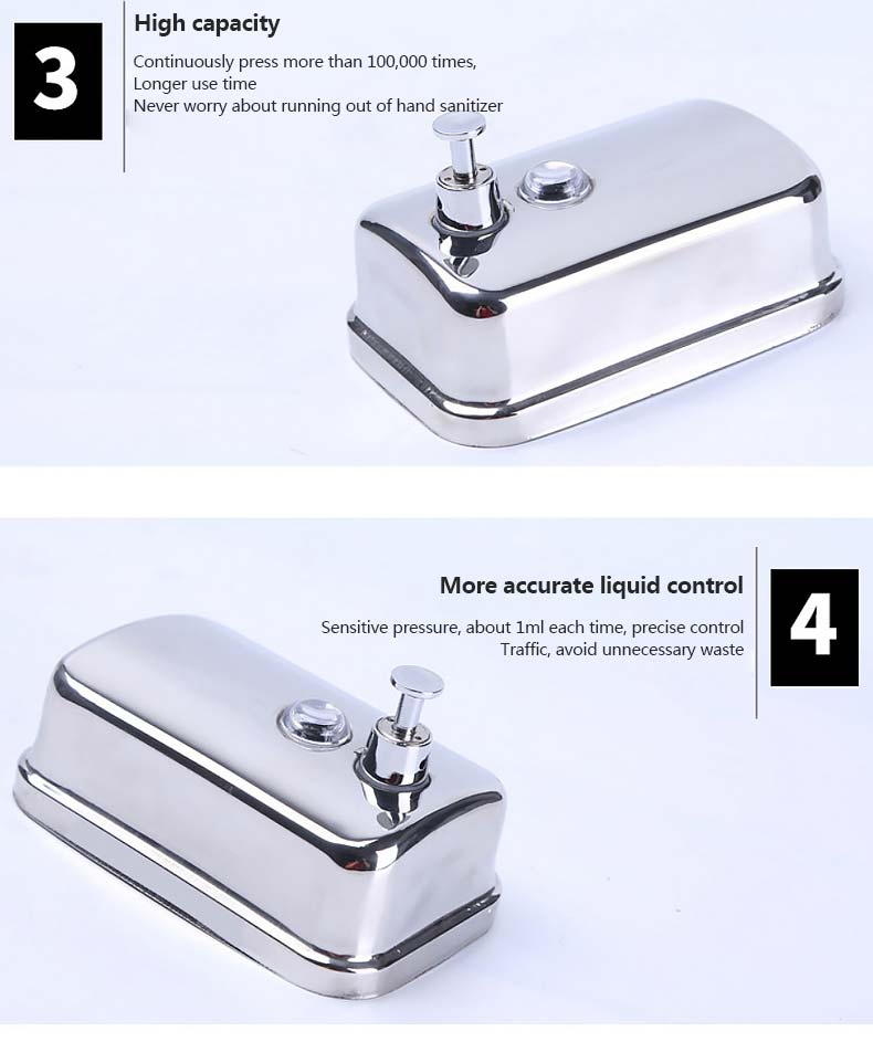 Настенный дозатор для мыла из нержавеющей стали 500-1000мл