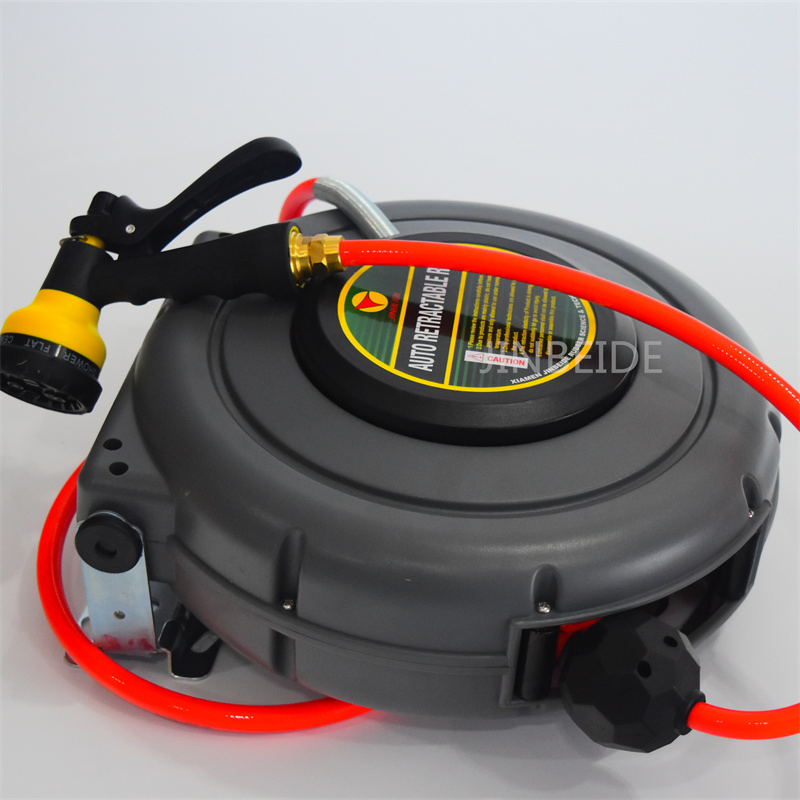 Auto Wall Mounted Automatic Retractable Water Hose Reel ABS Cable Reel 180 Degree Rotation Automatic Water Hose Reel