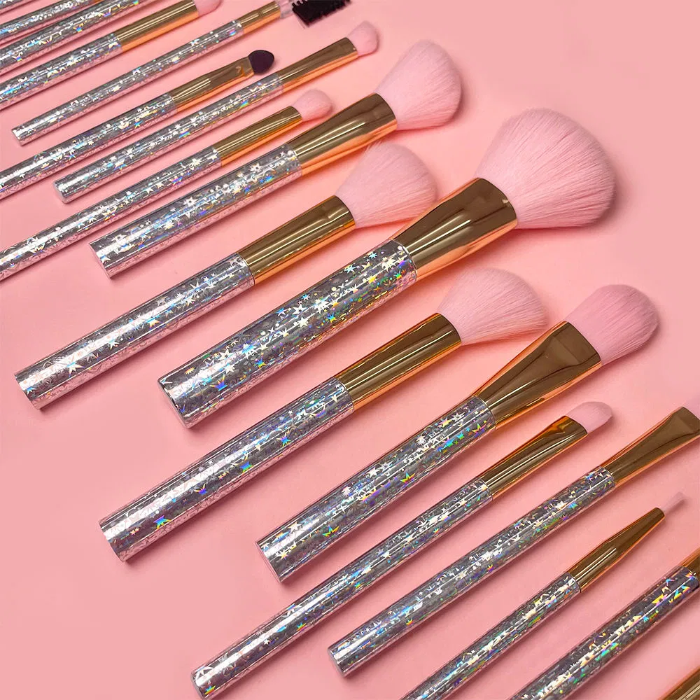 20 Piece Makeup Brush Set Glitter Handle Soft Bristles Professional Cosmetic Tools