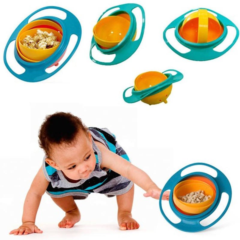 Baby Kids UFO 360 Degree Rotation Magic Plastic Baby Bowl