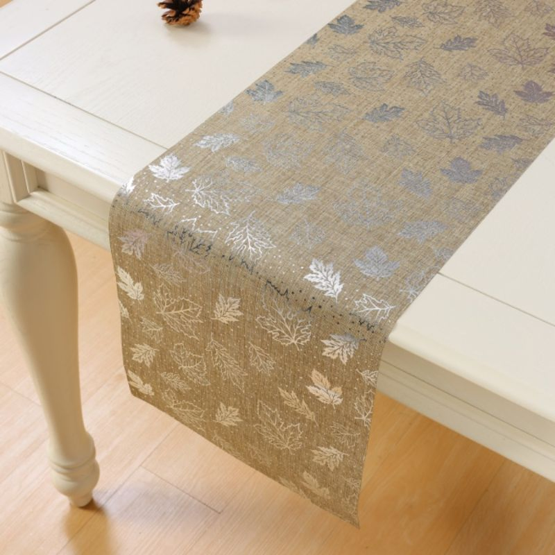 Christmas Ornaments Home Decoration Party Deco Fabric Rolls Table Runner Cloth Xmas Tree Leaves Printed Linen Tablecloth
