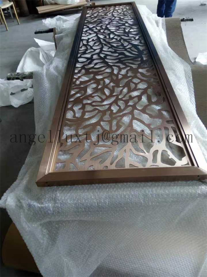 Foshan Factory Price 304 Bronze Color Stainless Steel Decoration Partition Art Screen for Room Divider