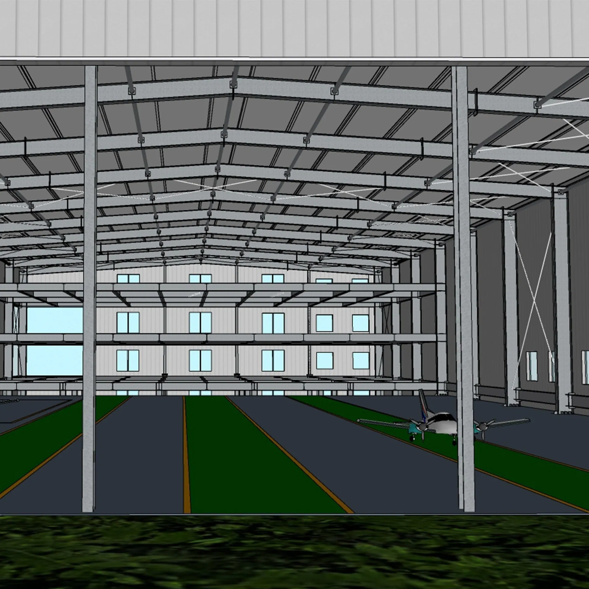 China Wholesale Customized ISO CE Steel Structure Building Material of Steel Structure Aircraft Hangar with Mezzanine & Curtain Wall for Daily Parking