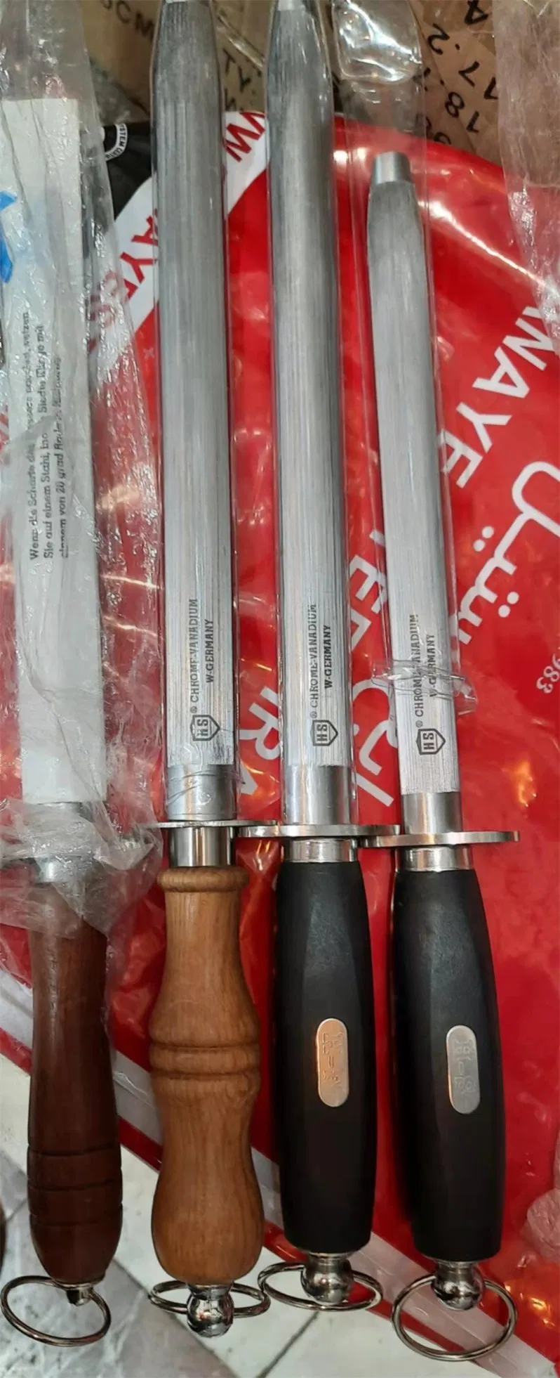 Chinese Factory Stocked 12" Hard Chrome Knife Sharpener Rod Kitchen Tool Diamond Knife Sharpening Rod Knife Sharpeners Blade Sharpening Machine