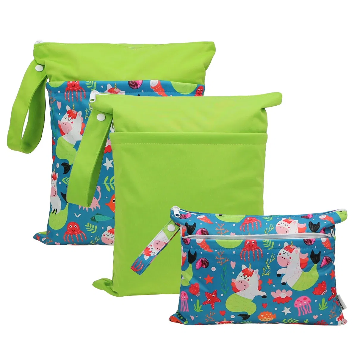 Waterproof Custom Logo Baby Zipper Wet Bag Cloth Diaper Bag with Handle