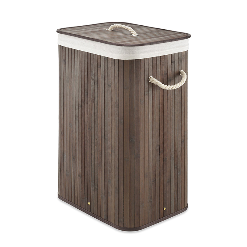 Foldable Storage Hamper Natural Bamboo Laundry Basket Removable Washable Lining