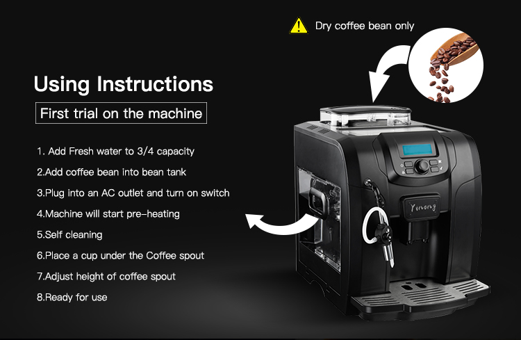 Coffee Machine with Grinder and Milk Frother for Home Usage Cuppcino Maker