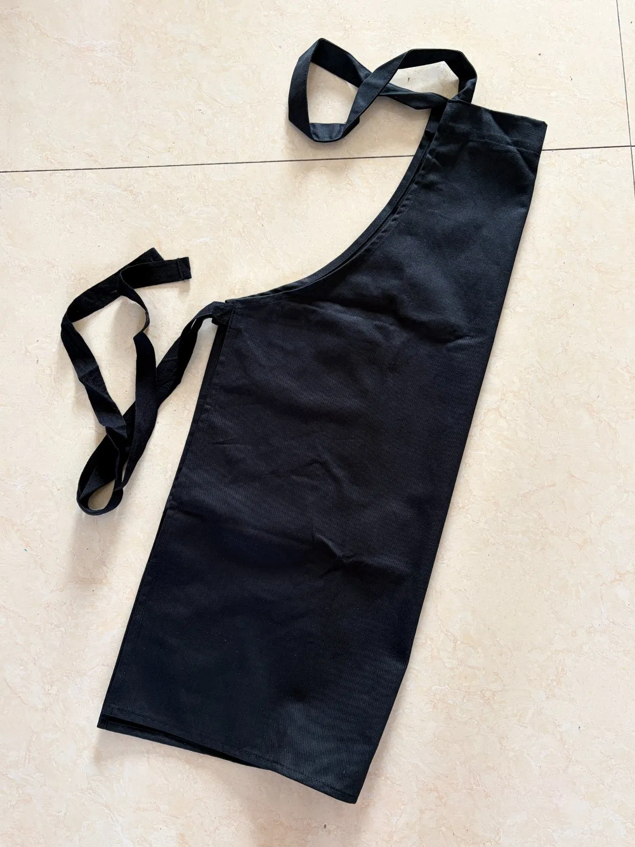 Cotton Twill Black Bib Apron with Woven Belt Customized Logo Printed for Restaurant, Kitchen or Promotion