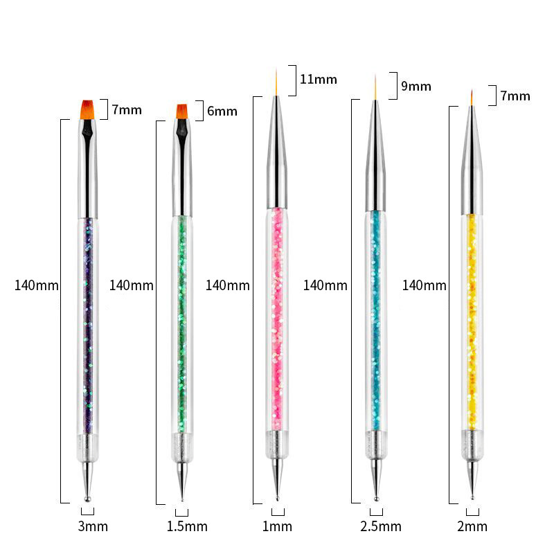 New Design Wholesale Double-Ended Pull Line Drawing Flower Sculpture Nail Pen