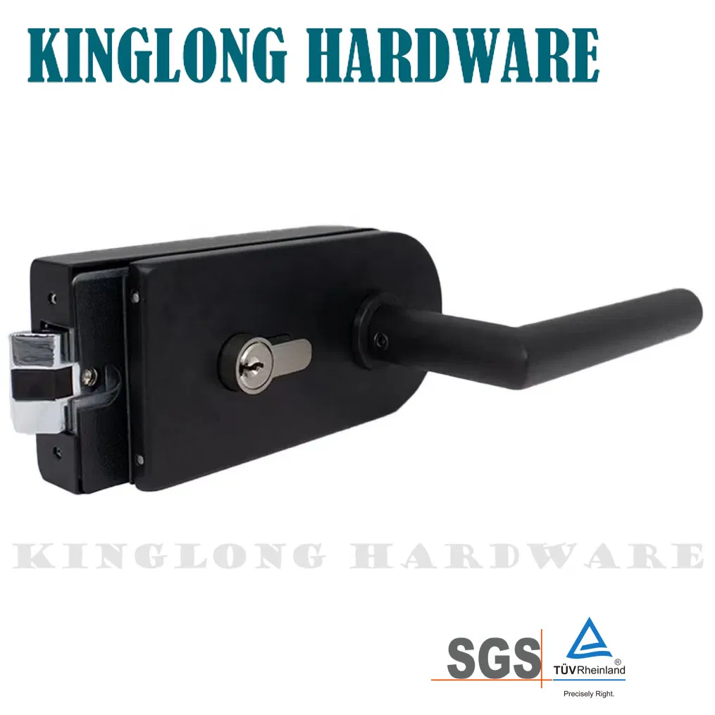Matte Black Round Shape Glass Door Lock with Handle
