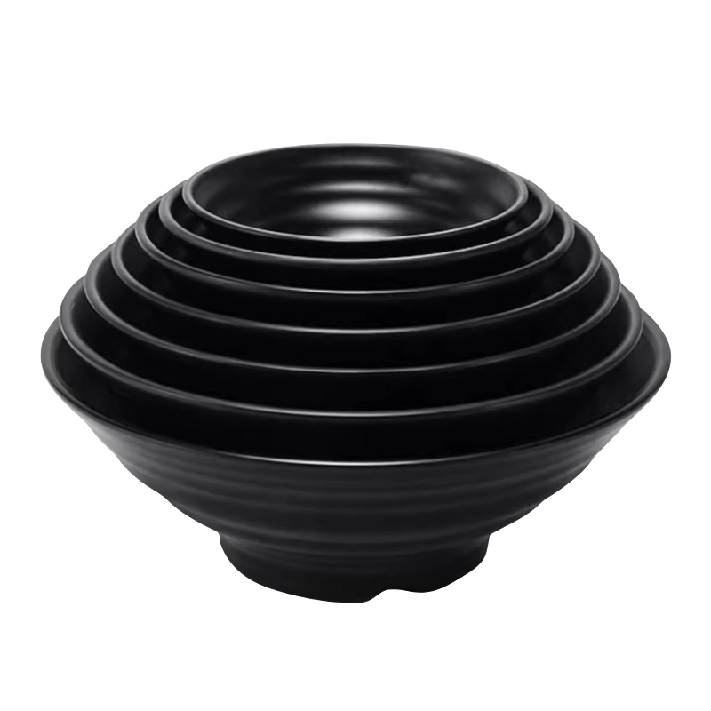 Custom Logo Restaurant Melamine Noodle Bowl Plastic Black Household Soup Bowl
