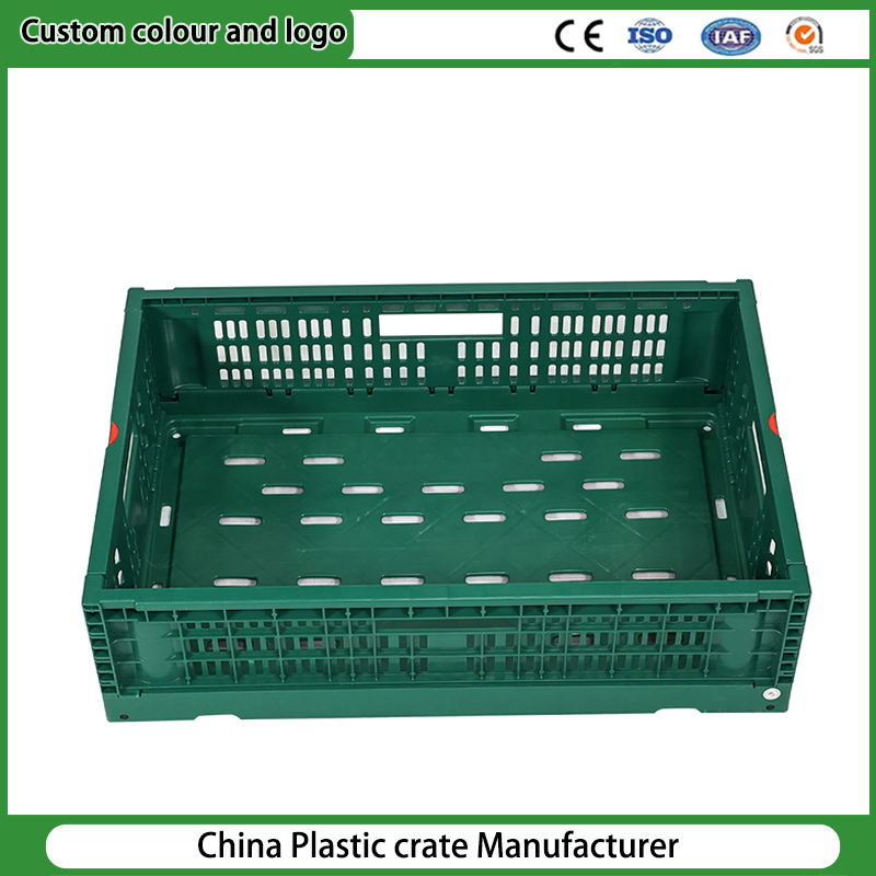 Large Vegetable Fruit Storage Basket Manufacturer Tooling Foldable Stackable Tote Folding Nestable Storage Collapsible Bale Arm EU Logistic Mesh Plastic Crate