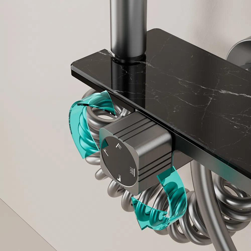 Aluminum Shower Set, Digital Display Light and 4-Function Rainfal