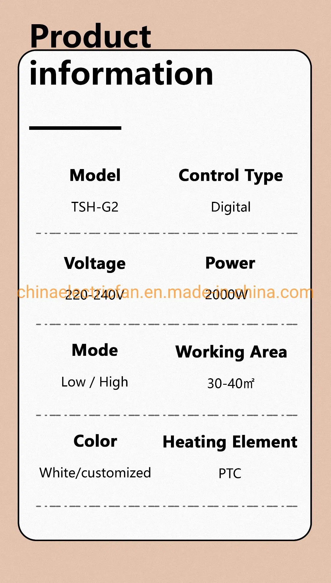 New Product Freestanding Wire Heating Element Electric Room Convector Heater/Electrical Heater/Fan Heater