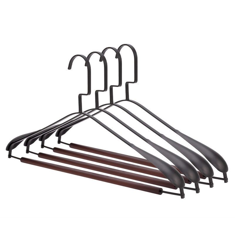 Solid Wood and Iron Combination Design One-Line Pants Hangers Rack Metal Hanger Trouser Hanger
