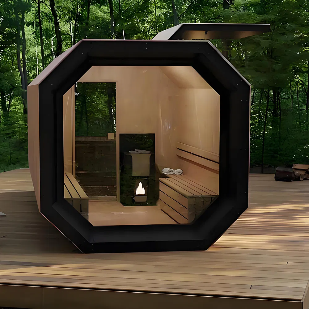 Экологичная уличная сауна-куб из FSC-древесины