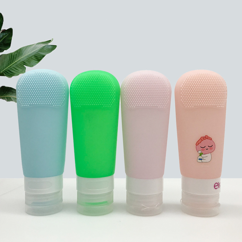 Portable Empty Travel Bottles for Toiletries with Suction and Cleaning Face Brush