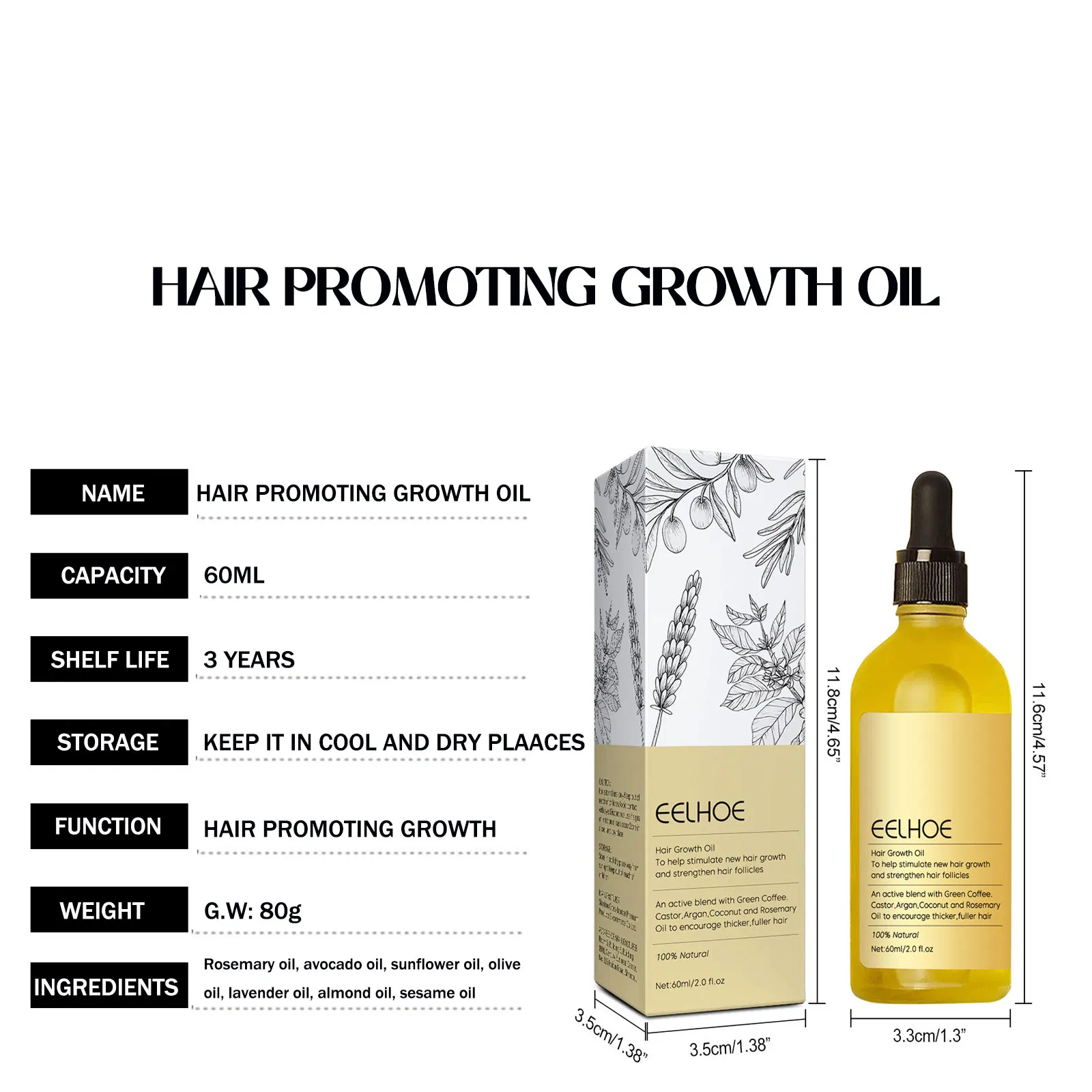 Best Natural Organic Rosemary Essential Oil Women Black Hair Care Products Rosemary Oil Hair Growth 60ml