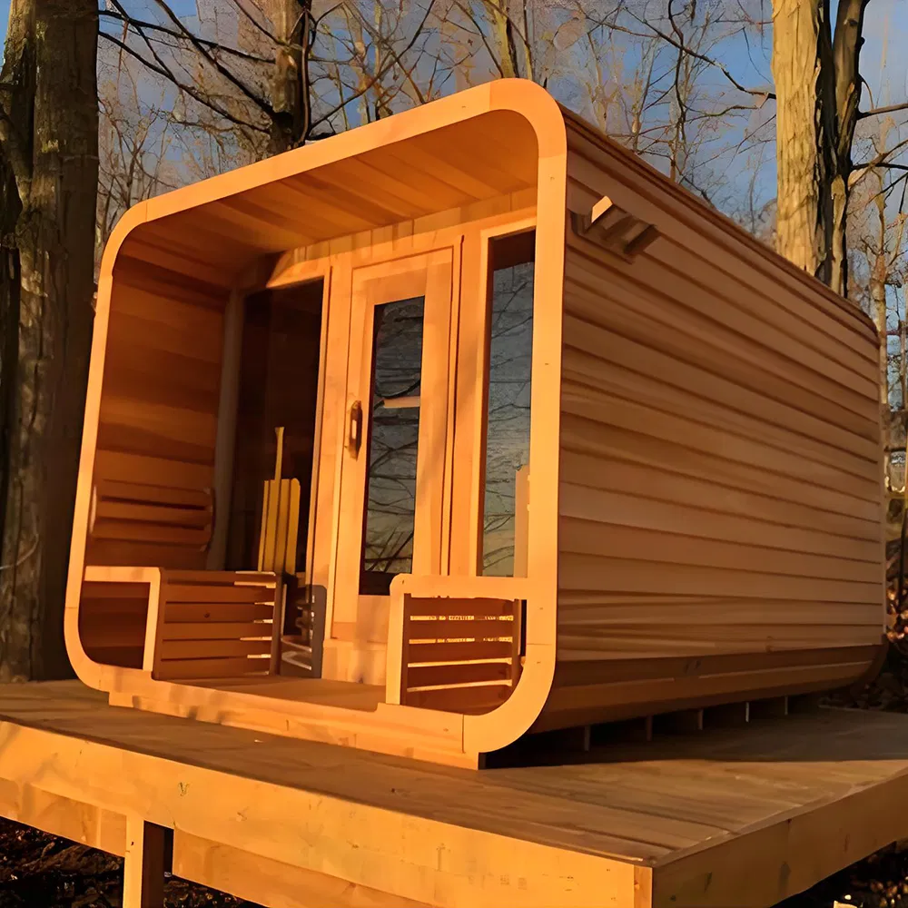 Premium Outdoor Electric Red Cedar Steam Sauna Room for Relaxation
