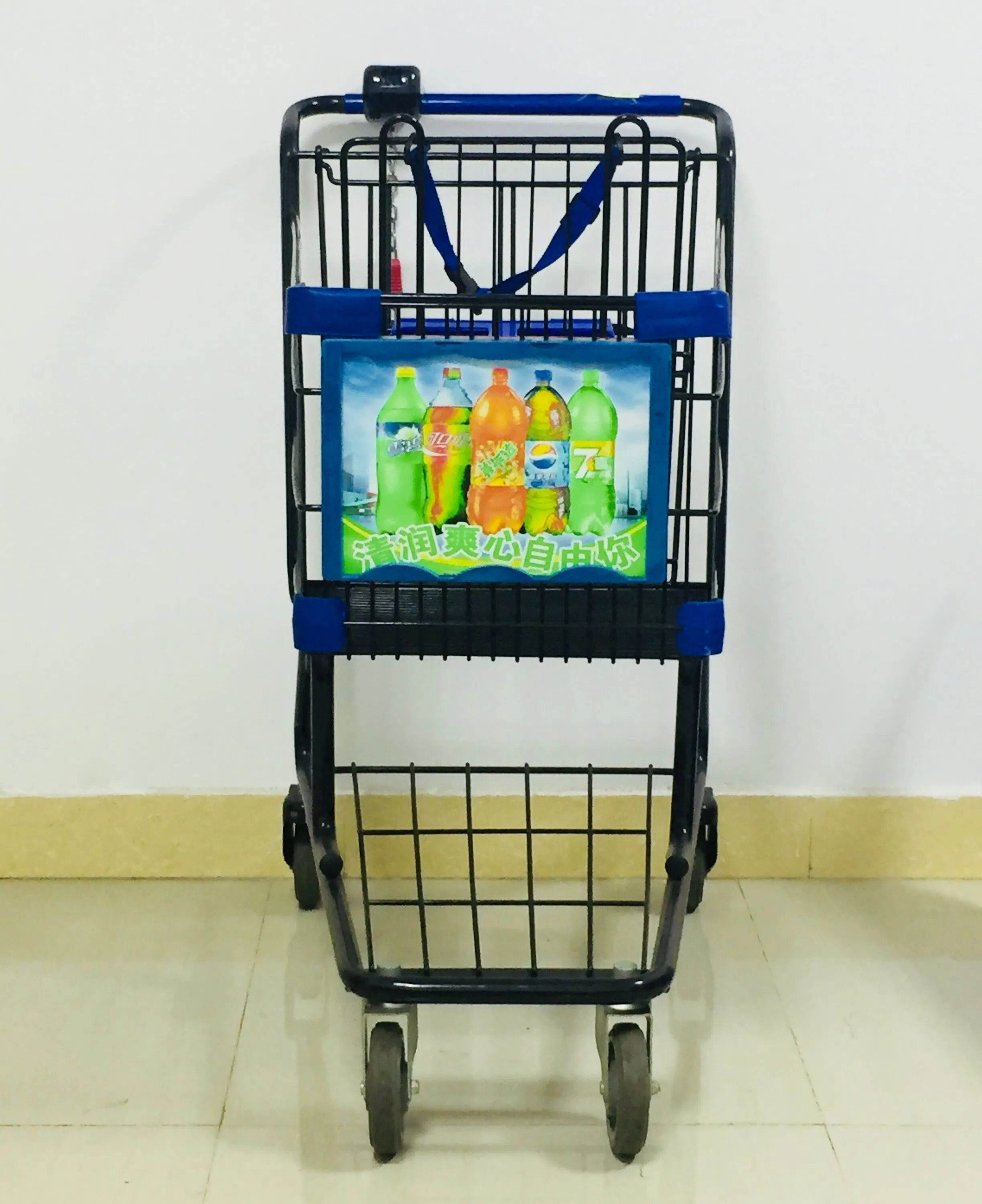 Blue Color A4 Size Cart Advertisement Frames Shopping Cart Nose Advertising Frame