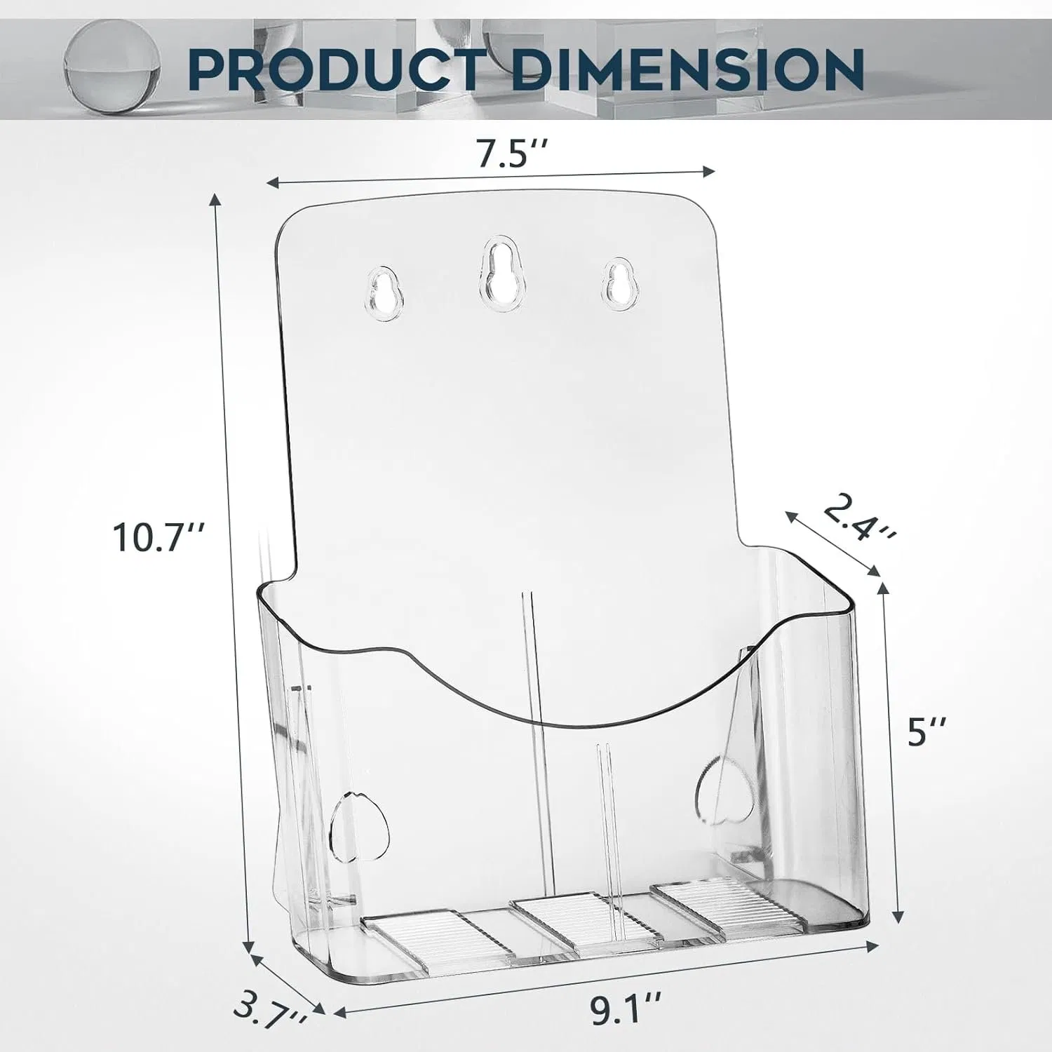 Acrylic Brochure Holder 8.5X11 Inches Slant Back Design Clear Display Stand