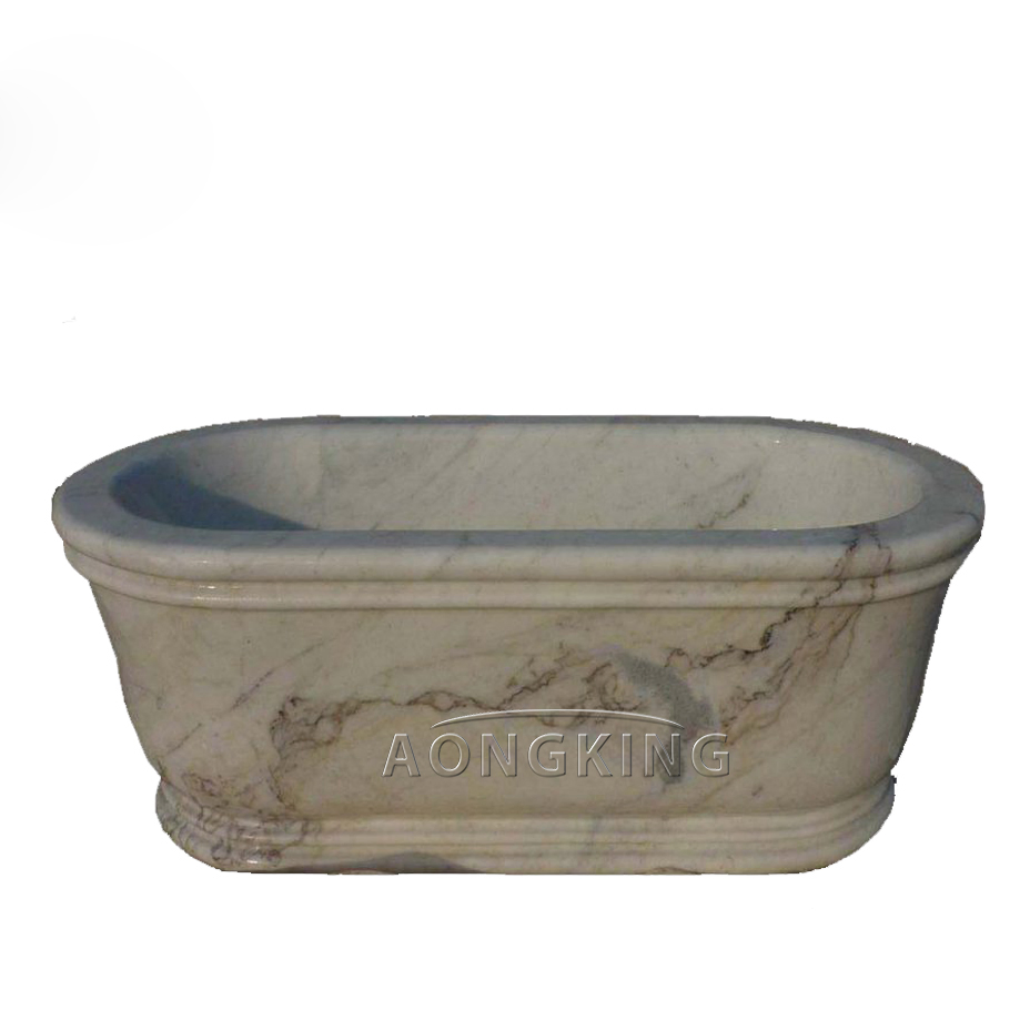 Natural Marble Stone Customized Oval Simple Freestanding Bathtub