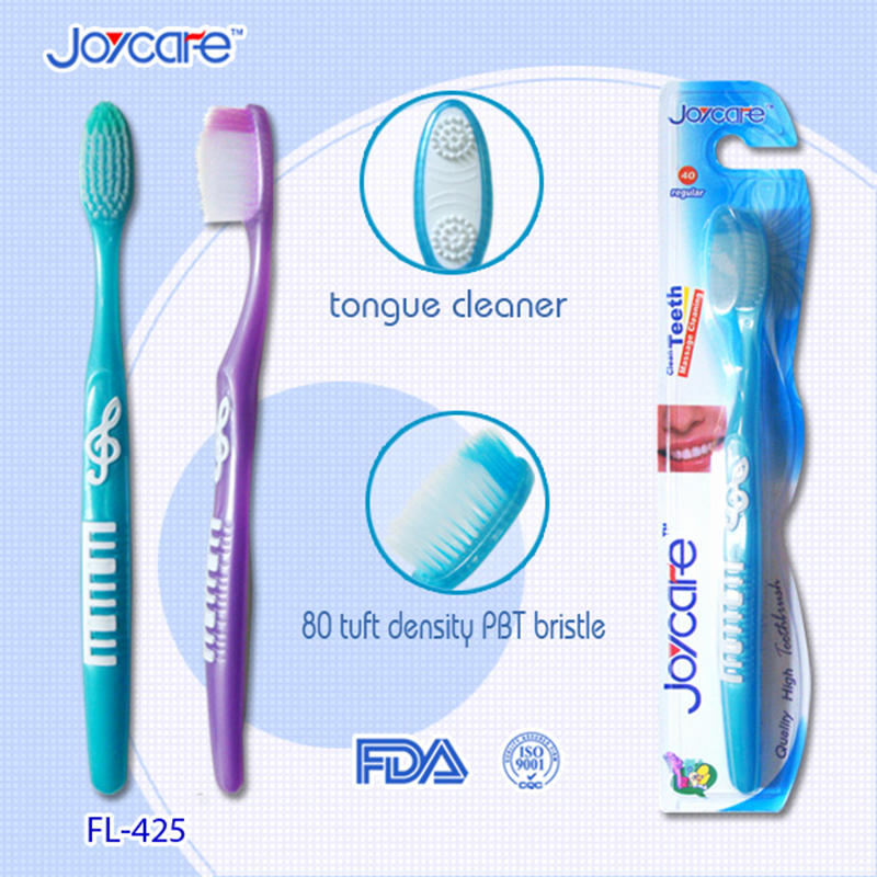 FDA Approved Innovative Adult Soft Bristles Toothbrush with Tongue Cleaner