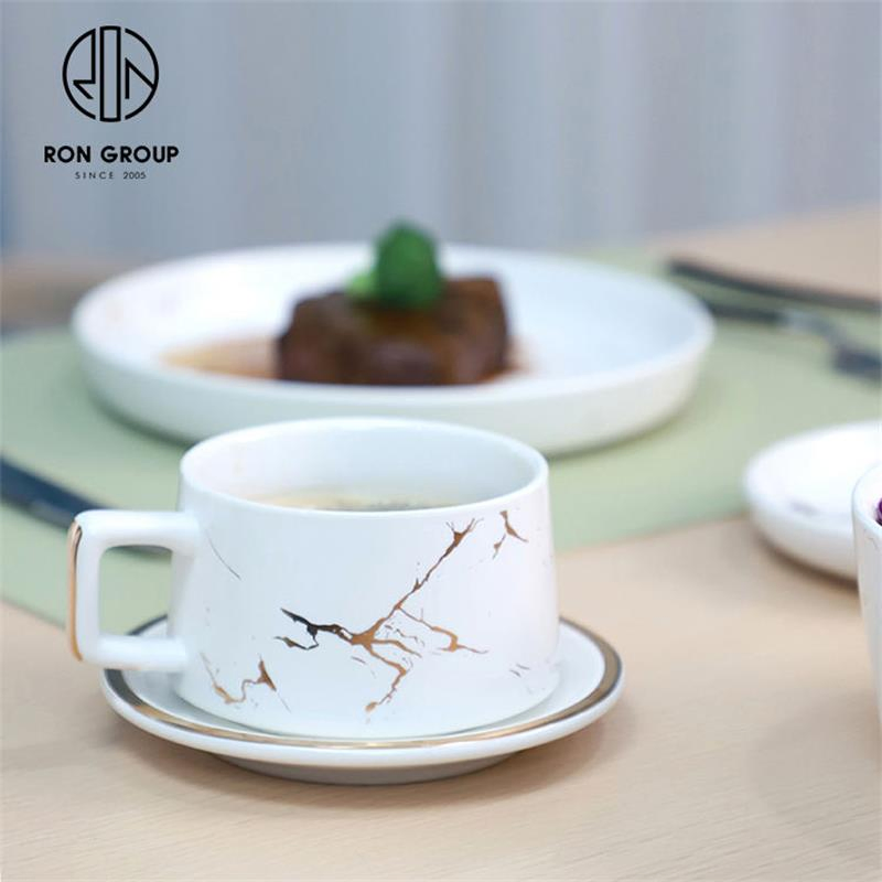 Wholesale Hotel Restaurant Porcelain Drinkware Ceramic Coffee Water Tea Cup with Saucer