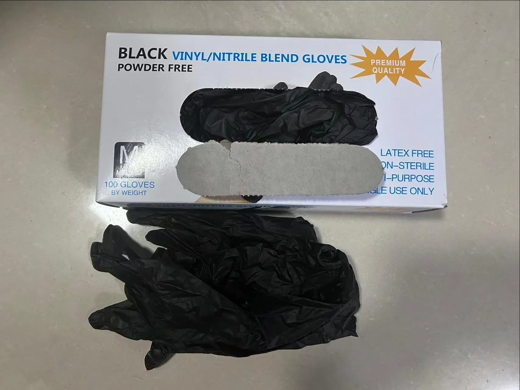 Black Blue Vinyl Nitrile Blend Gloves