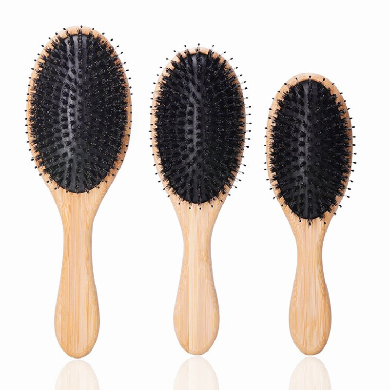 Bamboo Boar Bristle Cushion Comb/Natural Bamboo Scalp Massage Comb