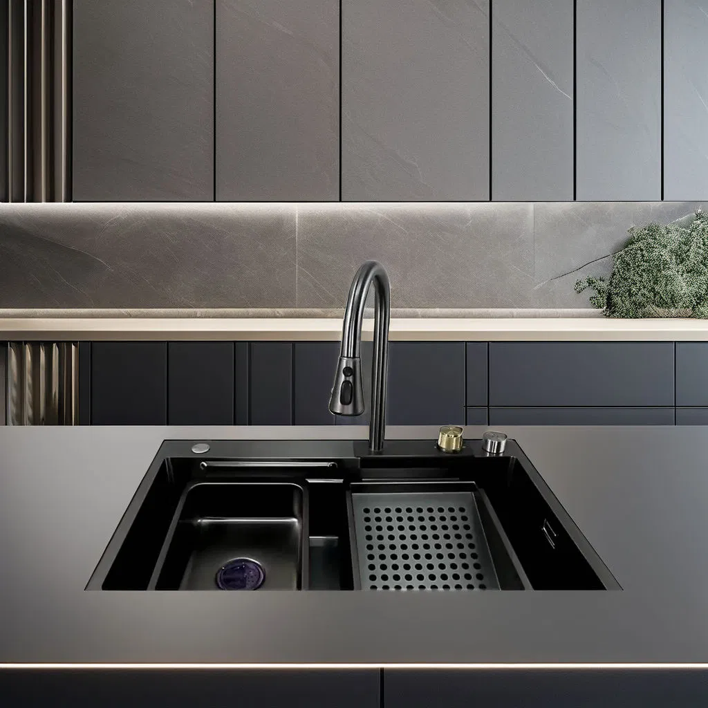 Customized Multifunctional Stainless Steel Kitchen Sink 201/304 Handmade Triple Bowl Design