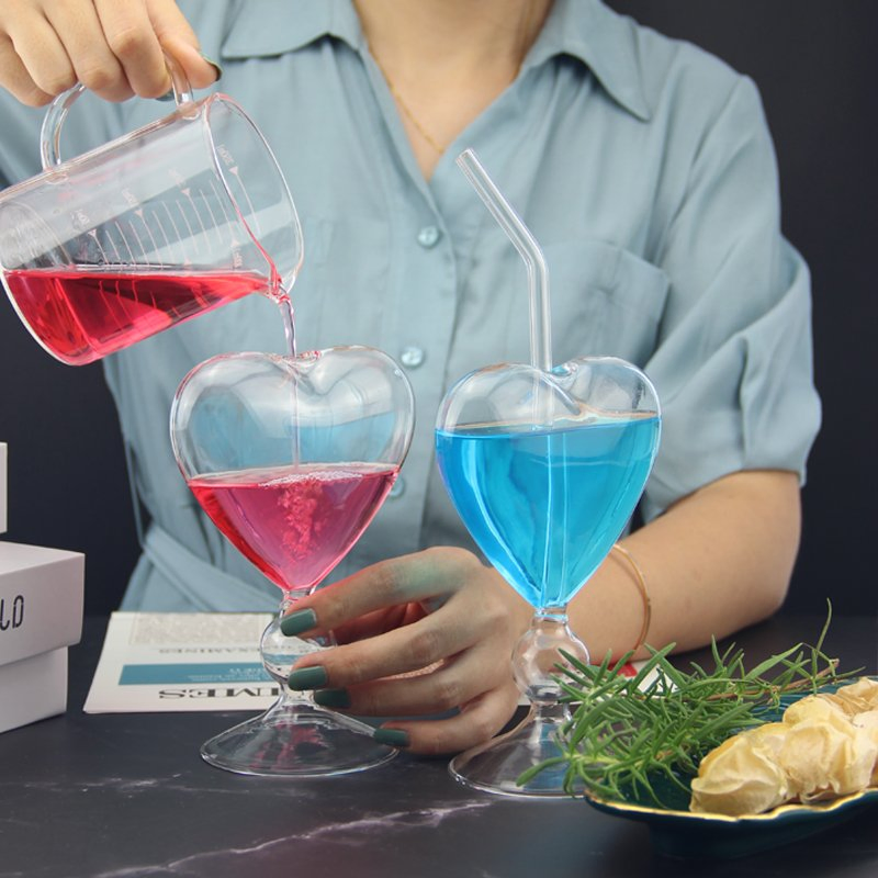 Heart Shape Goblet Glass Wine Cup for Valentine's Day