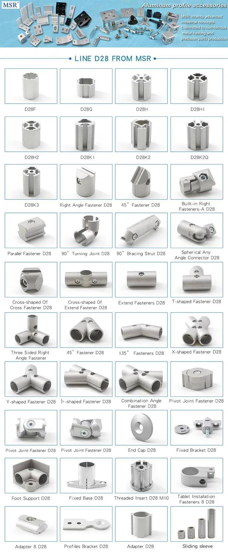 China Manufacturer 1216 37mm Sliding Sleeve Fasteners for Diameter 28mm Aluminum Pipe Aluminum Profile Aluminum Extrusion Workbench